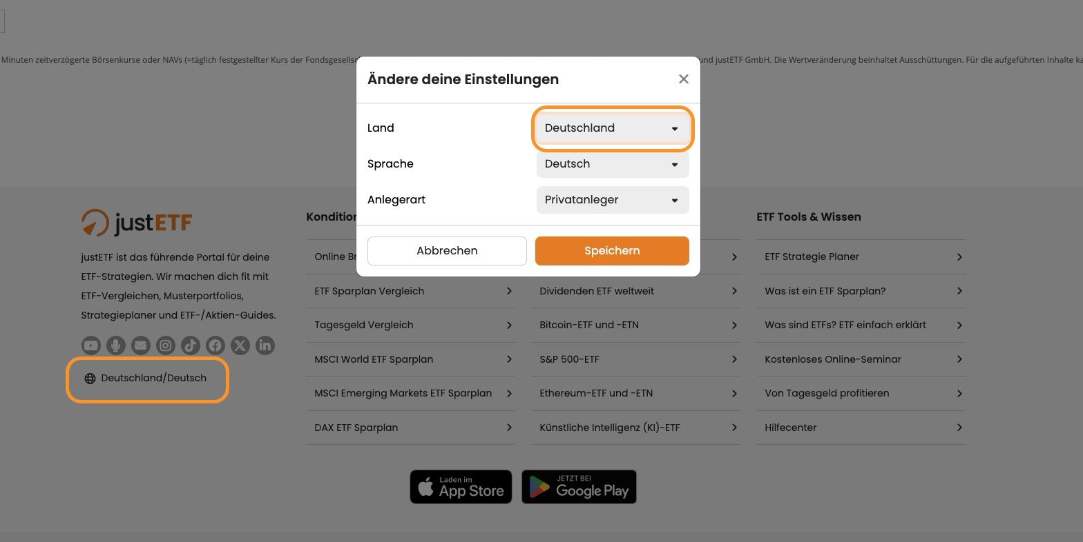 Herkunftsland wählen