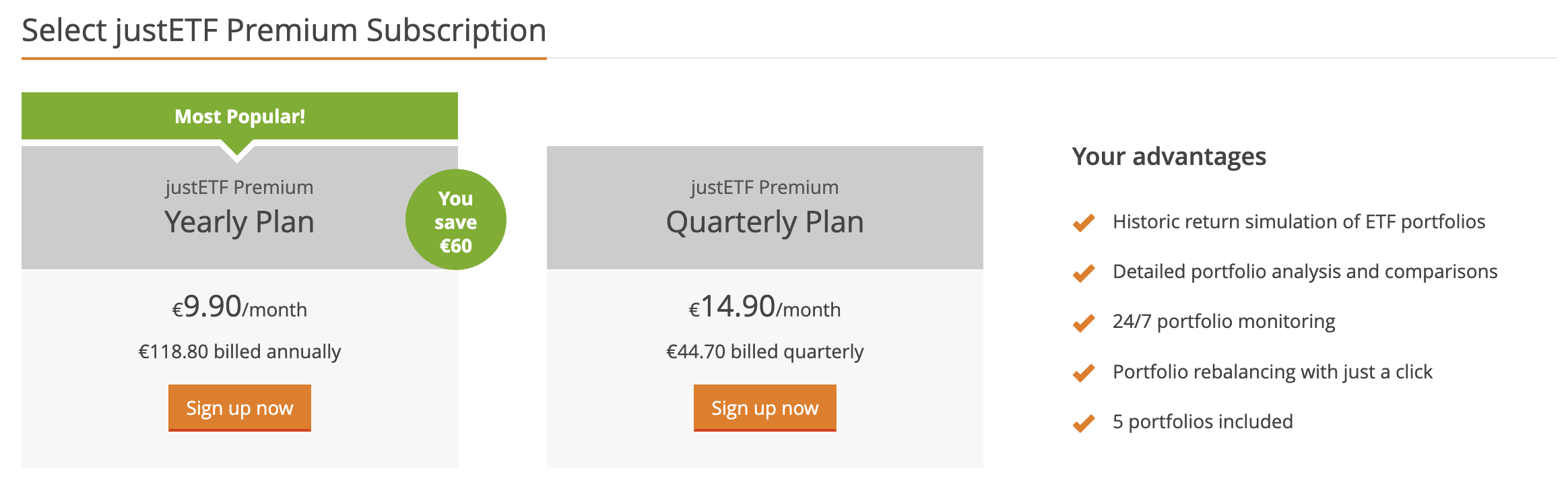 Pricing of the Premium version