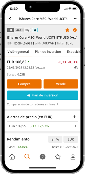 justETF App perfiles de ETF