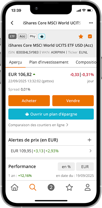 justETF App les profils d’ETF