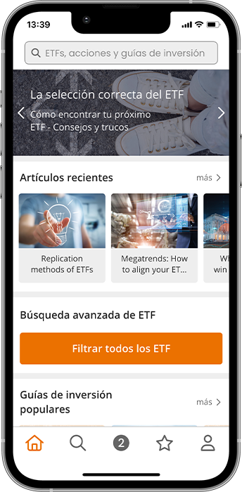 justETF App pantalla de inicio