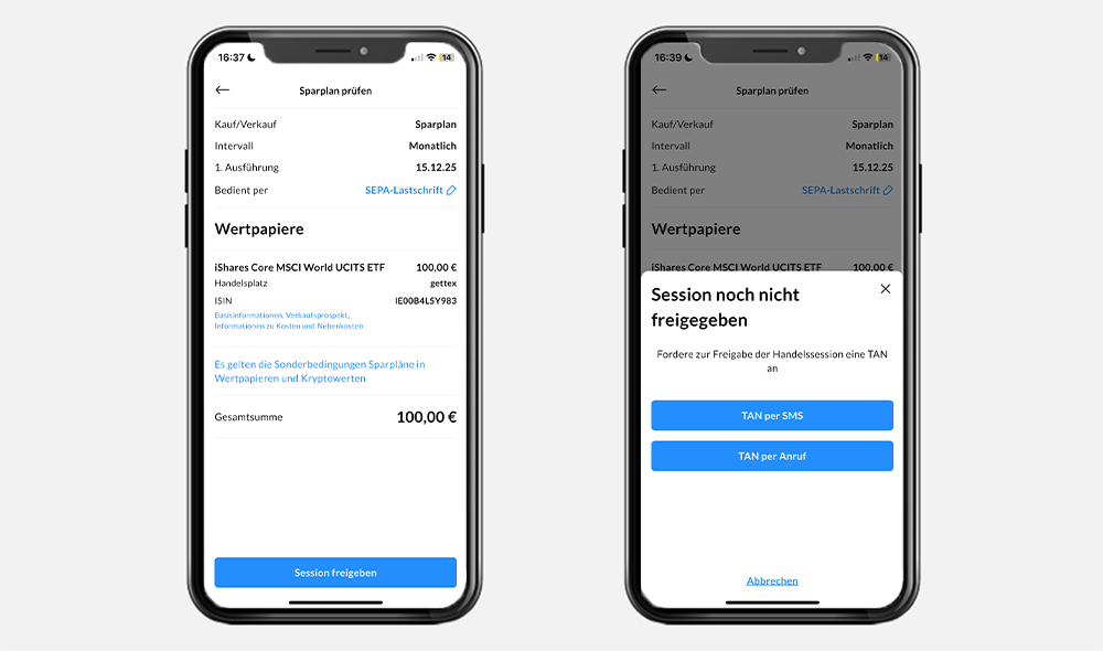 Finanzen.net ETF Sparplan-Einrichtung abschließen