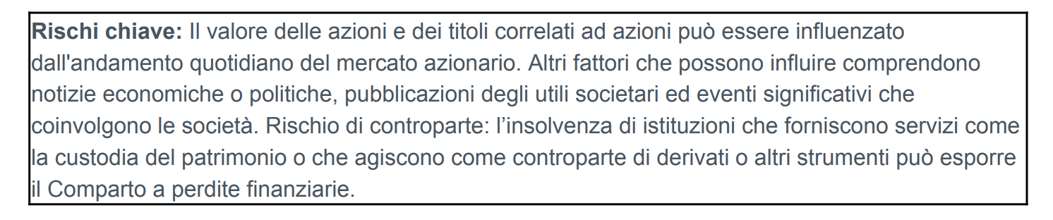 Scheda informativa: Nota di rischio