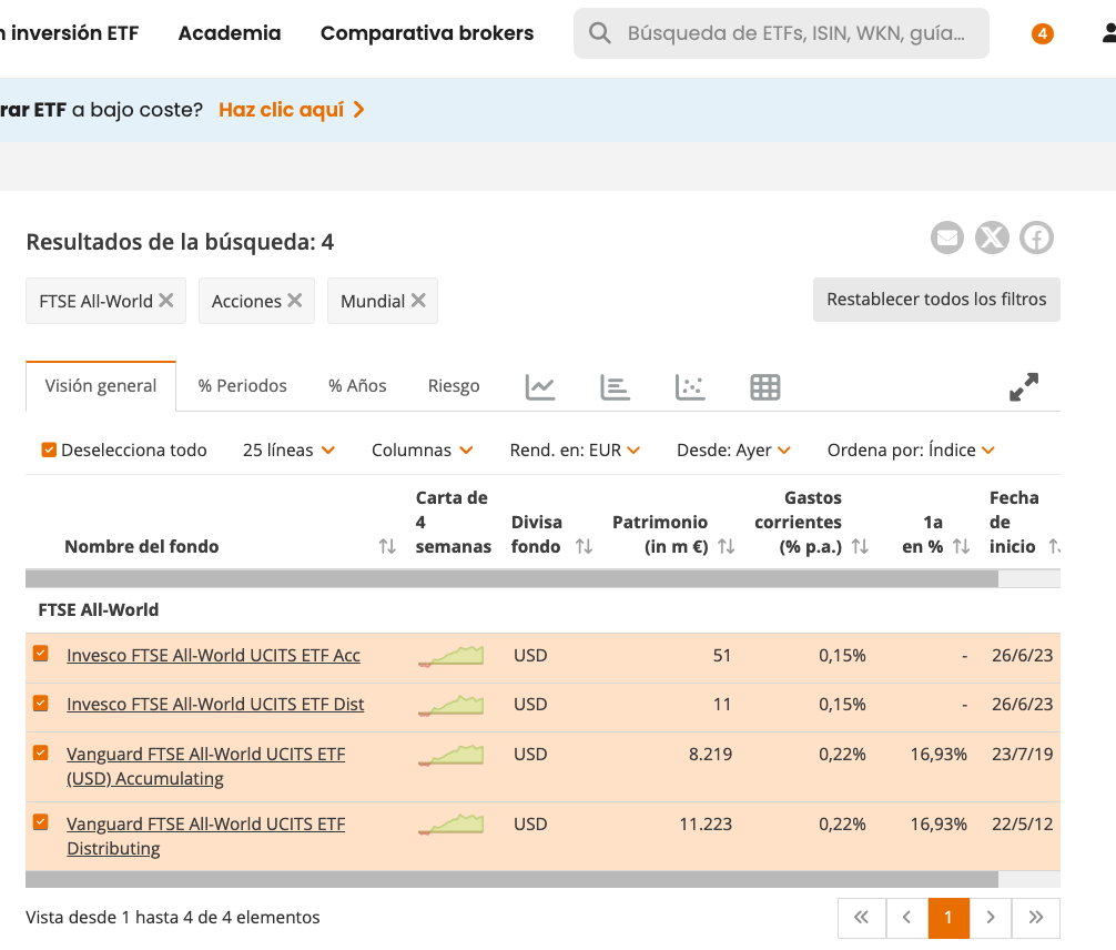 justETF etf selection