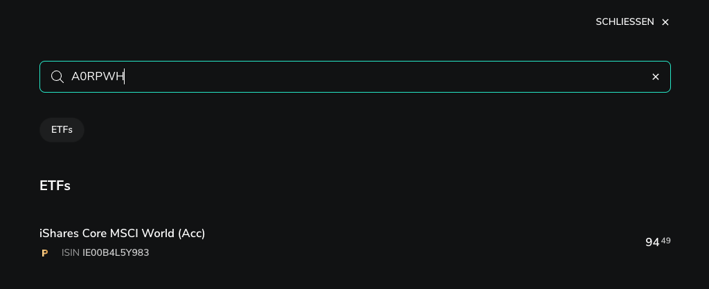 ETF Suche im Scalable Broker