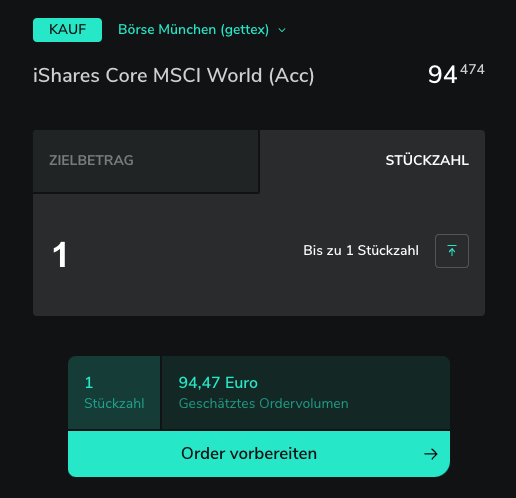 ETF Ordermaske im Scalable Broker