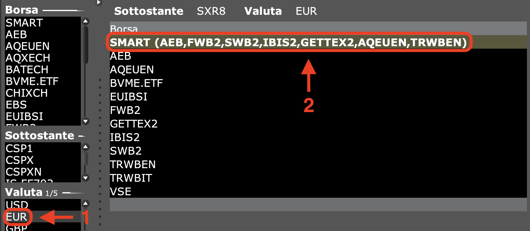 Selezione del routing SMART su Interactive Brokers